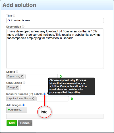 Add Solution Pop-up Add Solution Pop-up